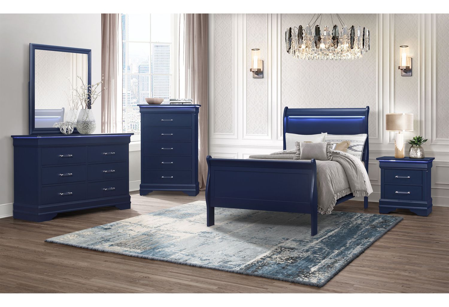 GF Charlie Blue Charlie Blue Twin Bed With Led