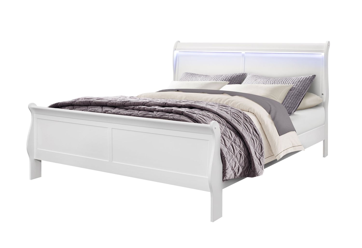 GF Charlie White King Bed With Led