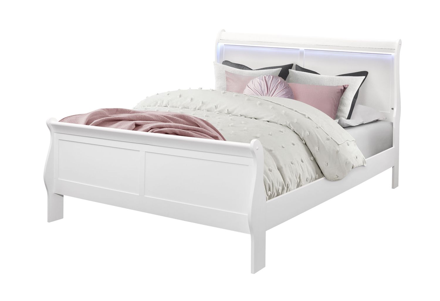 GF Charlie White Queen Bed With Led