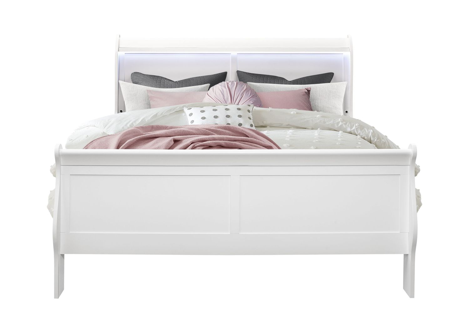 GF Charlie White Queen Bed Group With Led