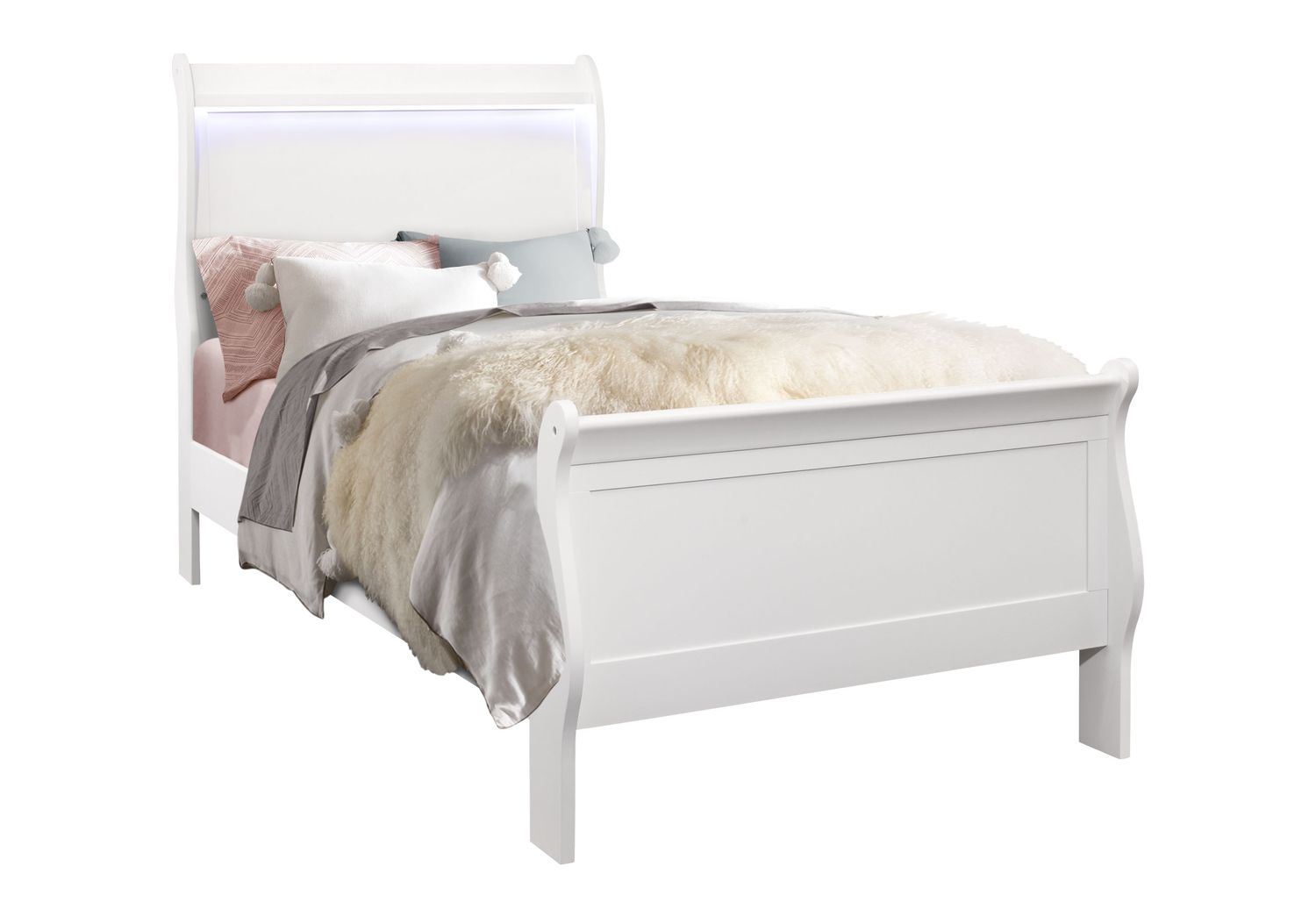 GF Charlie White Twin Bed With Led