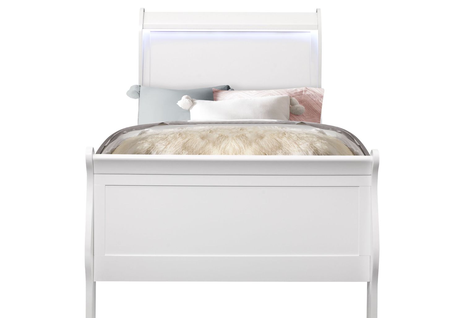 GF - Charlie White Twin Bed, Dresser, Mirror and Nightstand