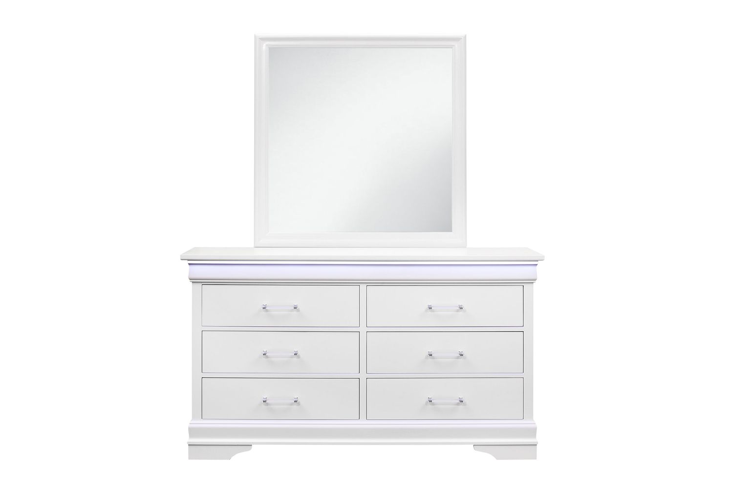 GF - Charlie White Twin Bed, Dresser, Mirror and Nightstand