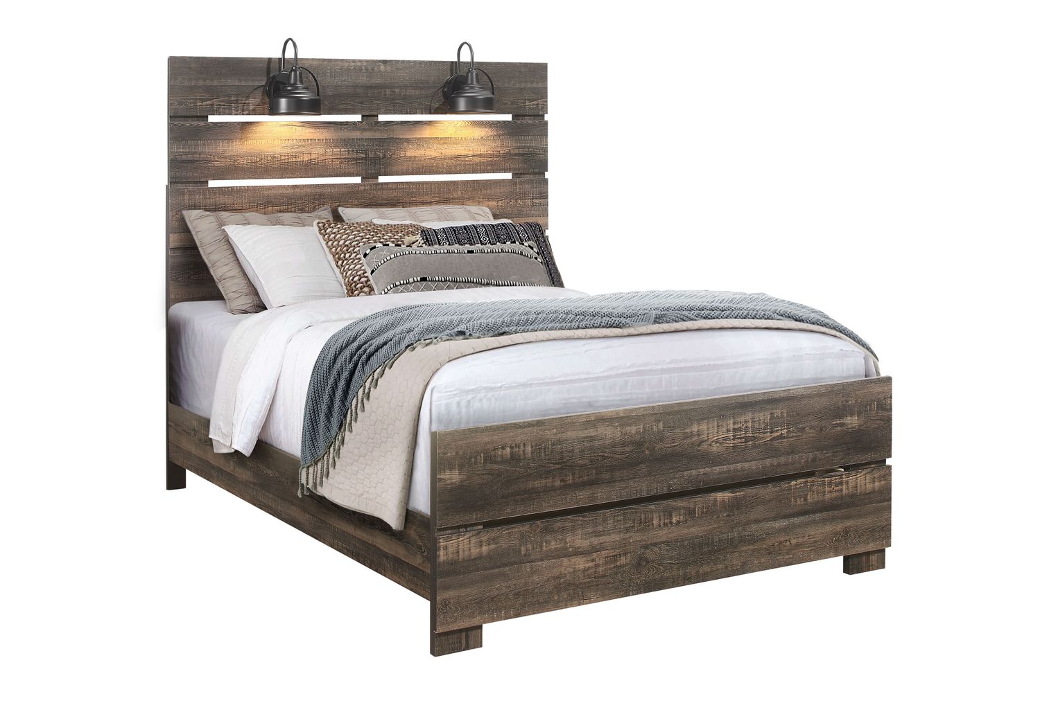 GF Linwood Oak Bed With Lamps