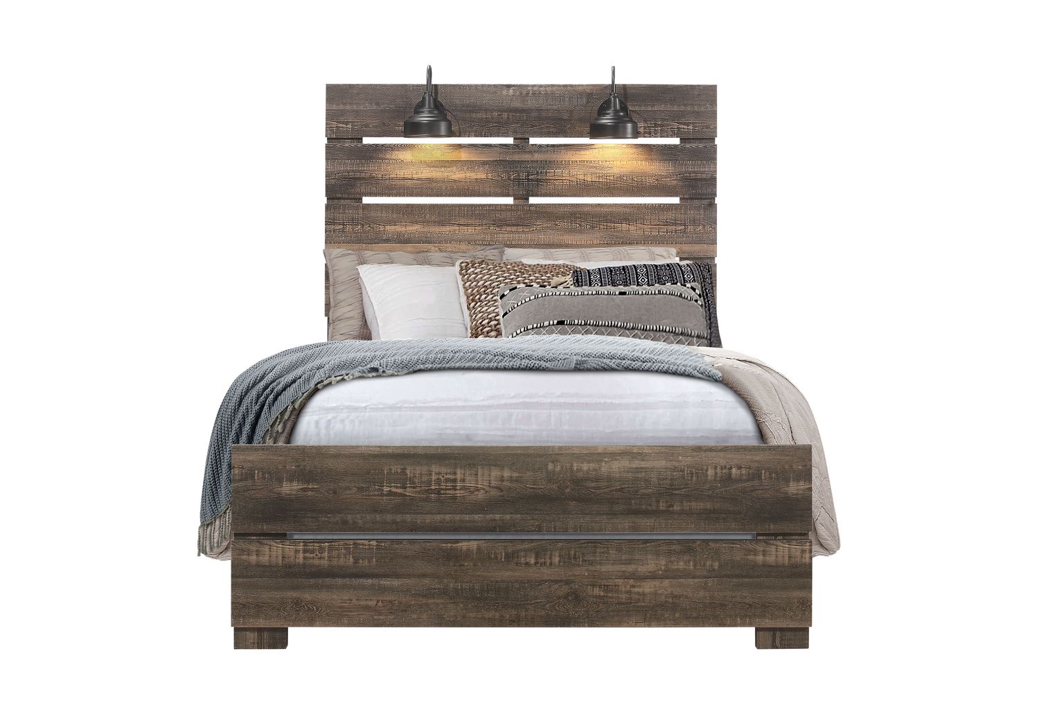 GF Linwood Oak Bed Group With Lamps