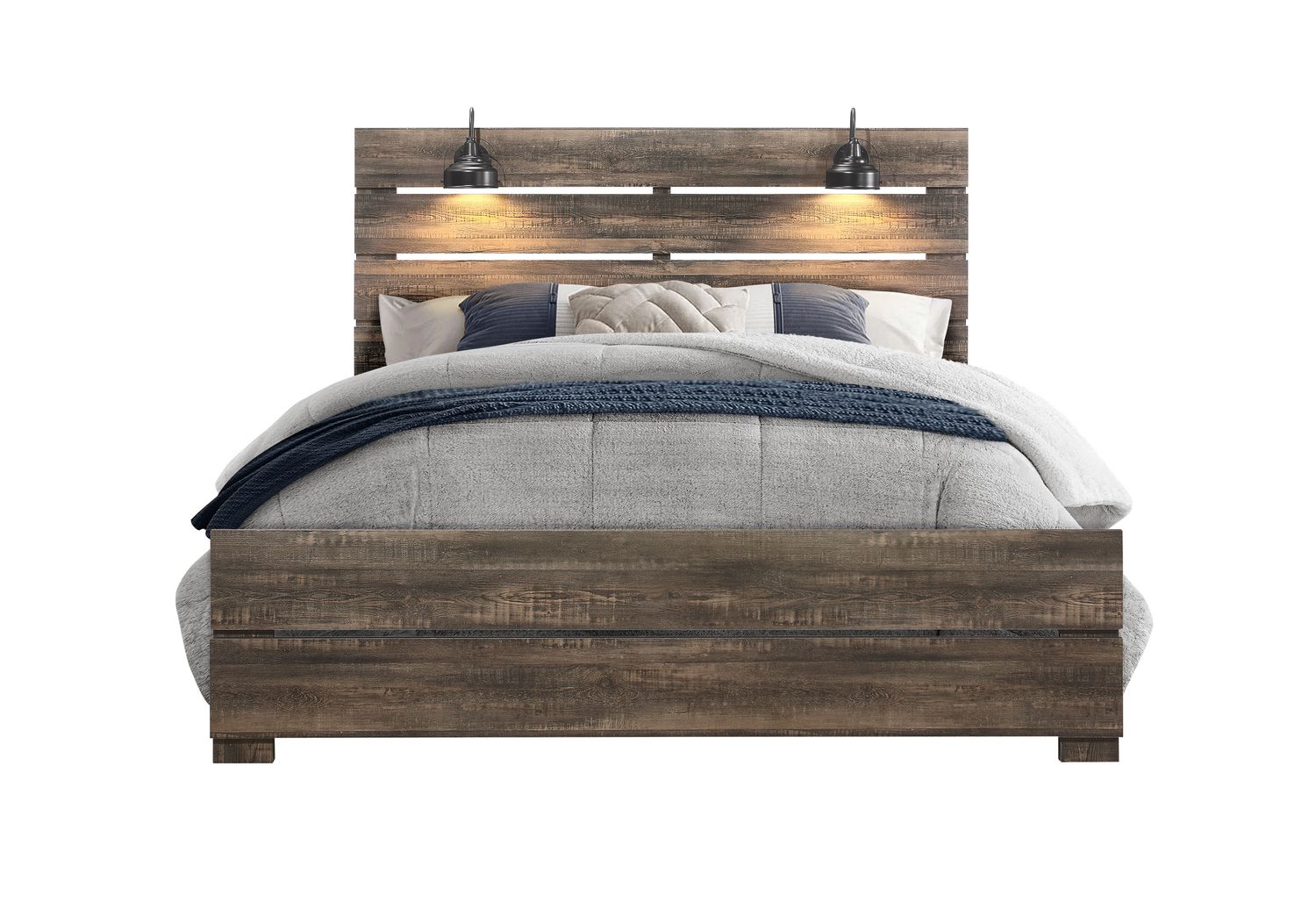 GF Linwood Dark Oak King Bed Group With Lamps