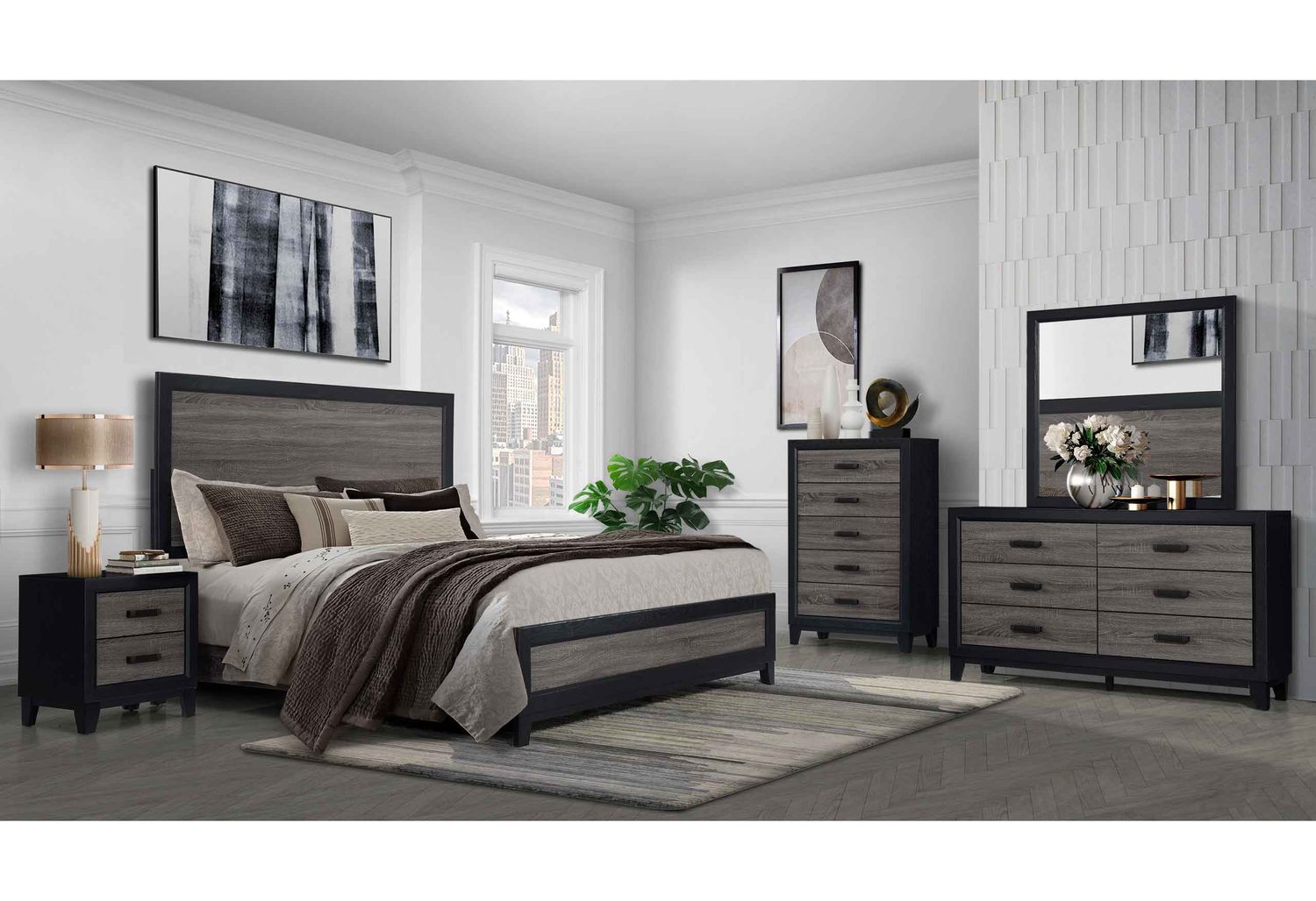 GF Lisbon Gray/Black Bed