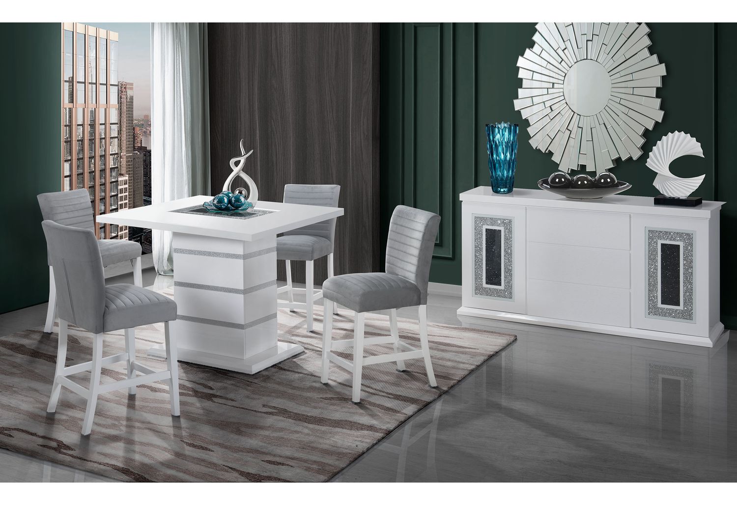 GF™ Monaco White Bar Table Square Bar Table