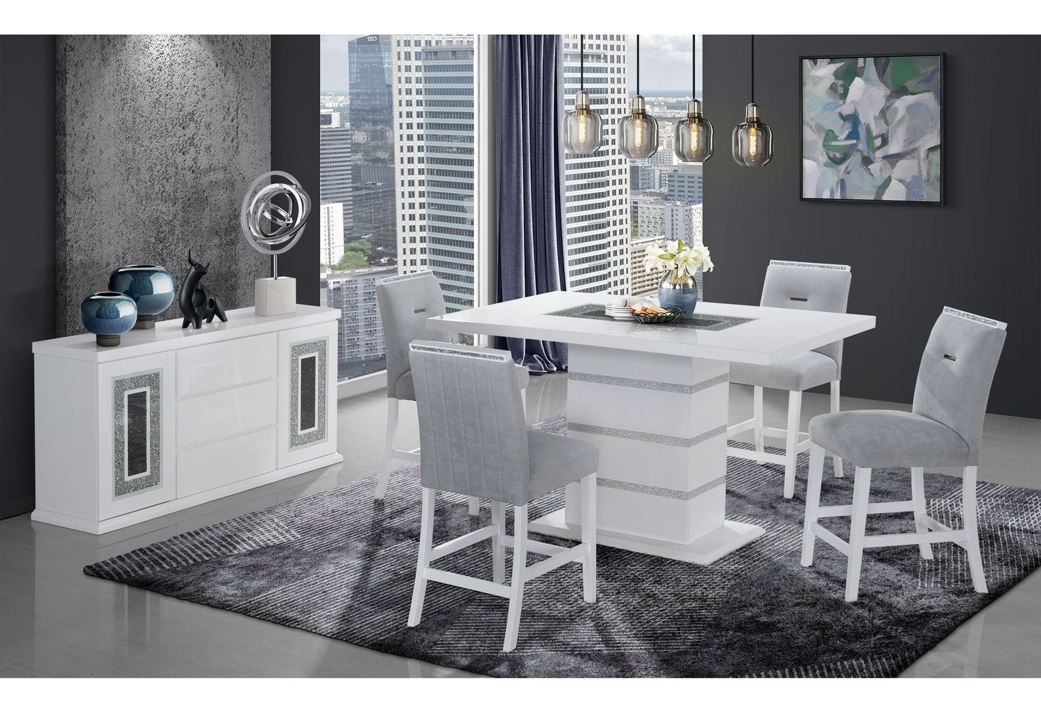 GF™ - Monaco White Rectangular Bar Table Rectangular Bar Table