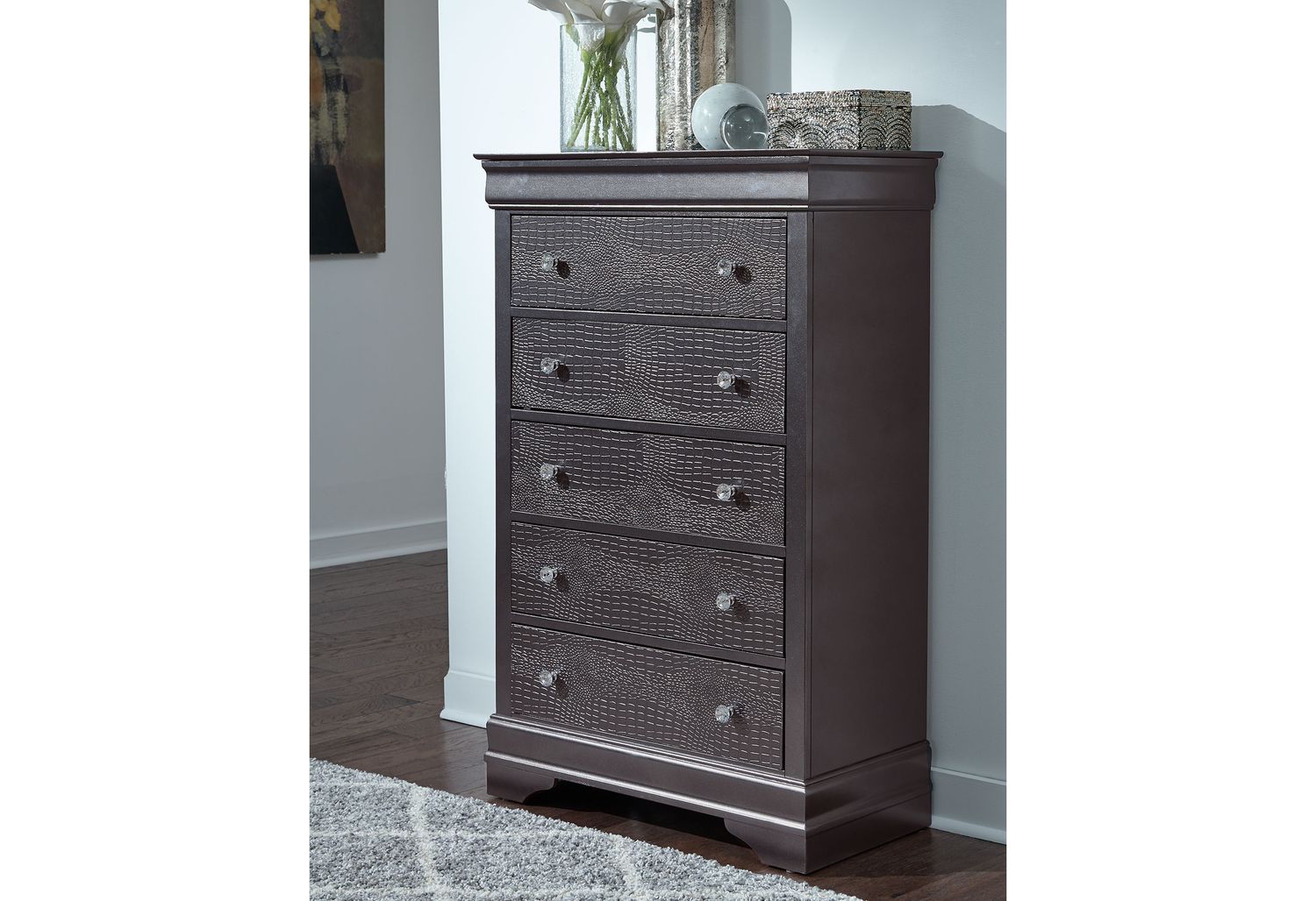 GF Pompei Gray Full Bed Group With Led