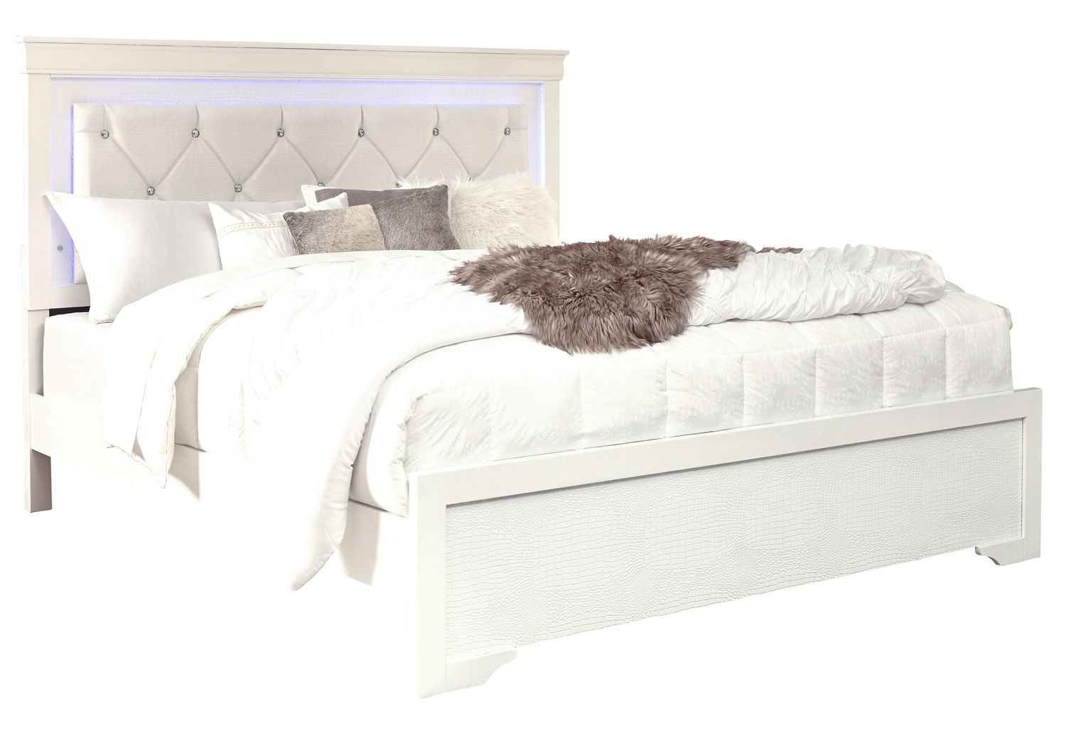 GF Pompei White Full Bed With Led