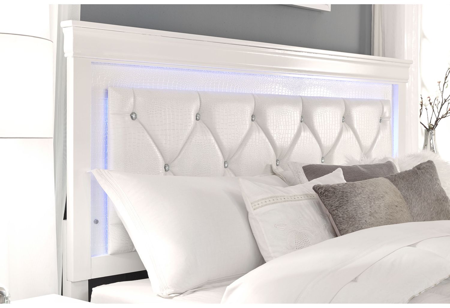 GF Pompei White Full Bed With Led