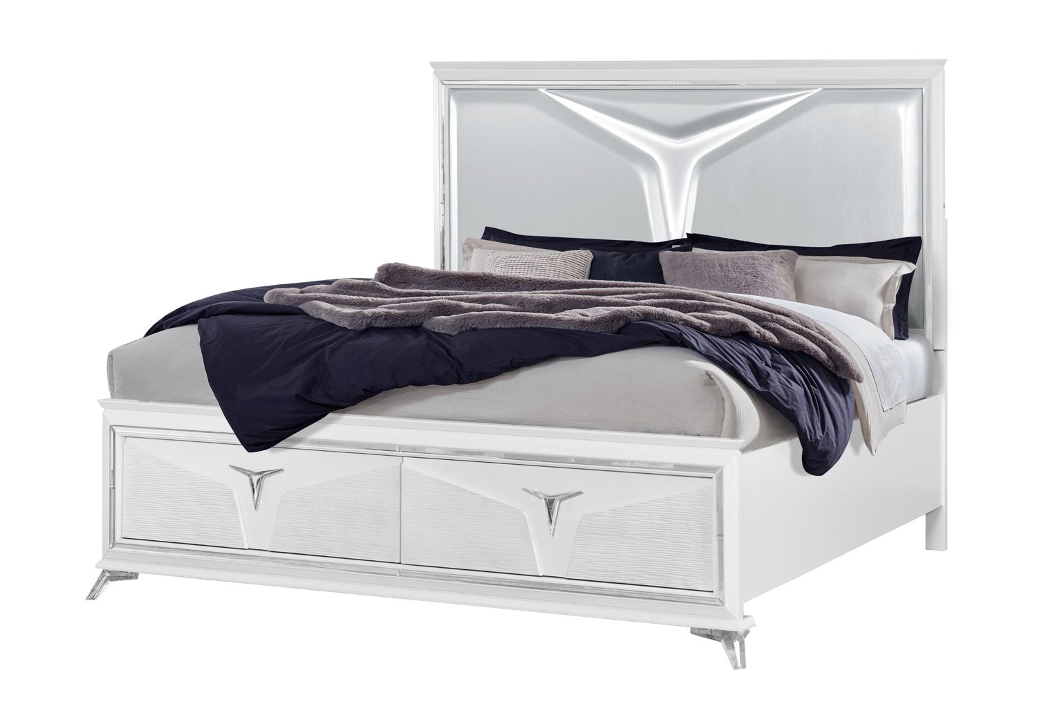 GF Romo White Queen Bed With Led