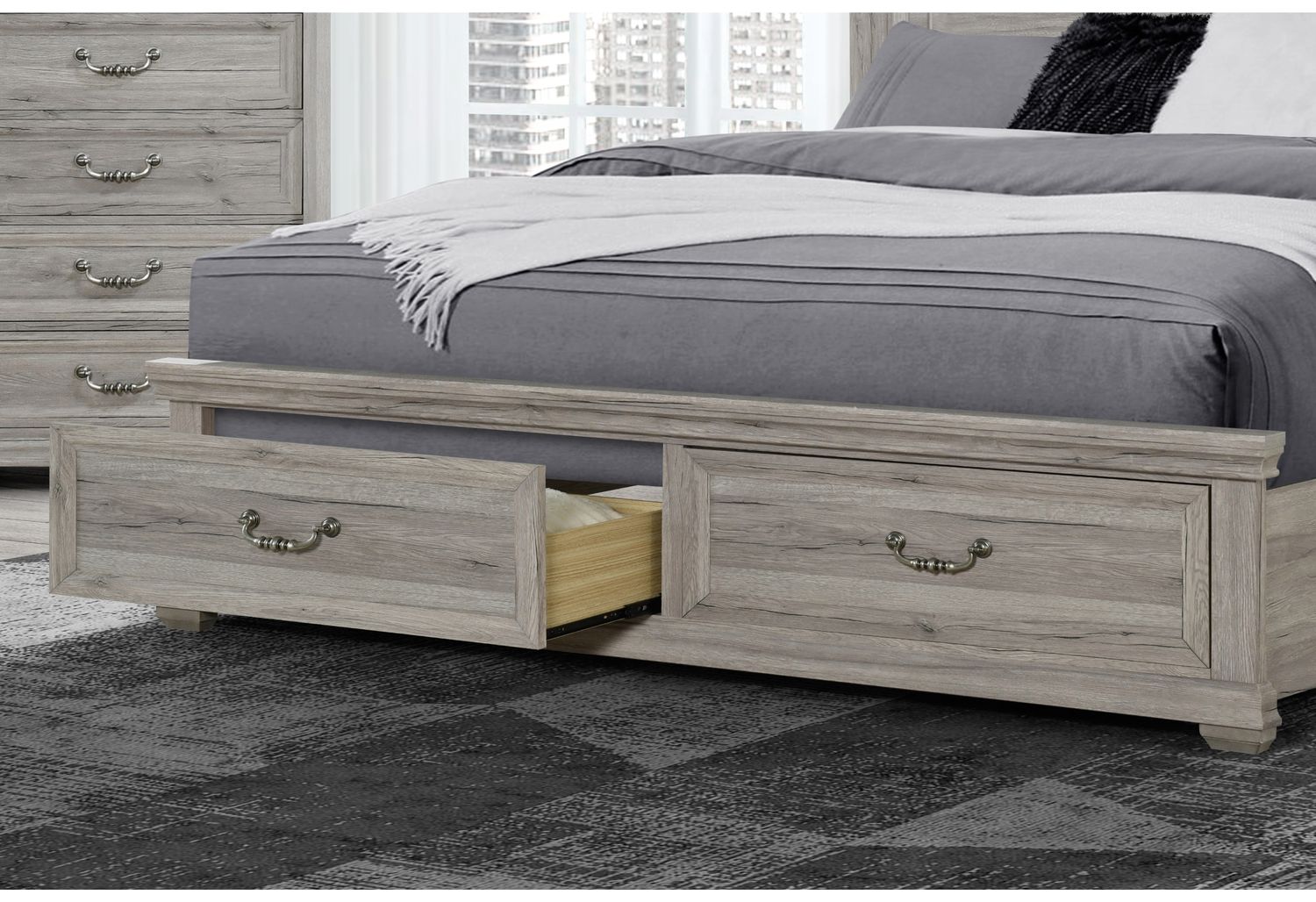 GF Rowan/Tatum Natural Storage, Tatum Natural Panel Bed King Bed Storage