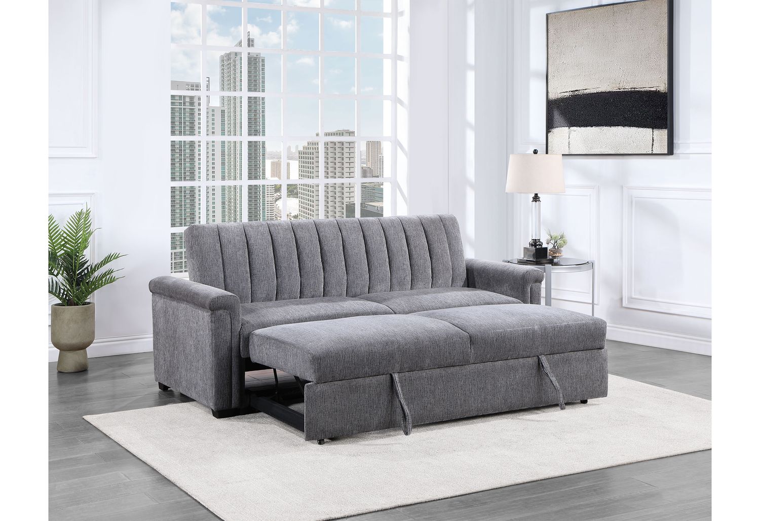 GF - U0201 Dark Gray Pull Out Sofa Bed