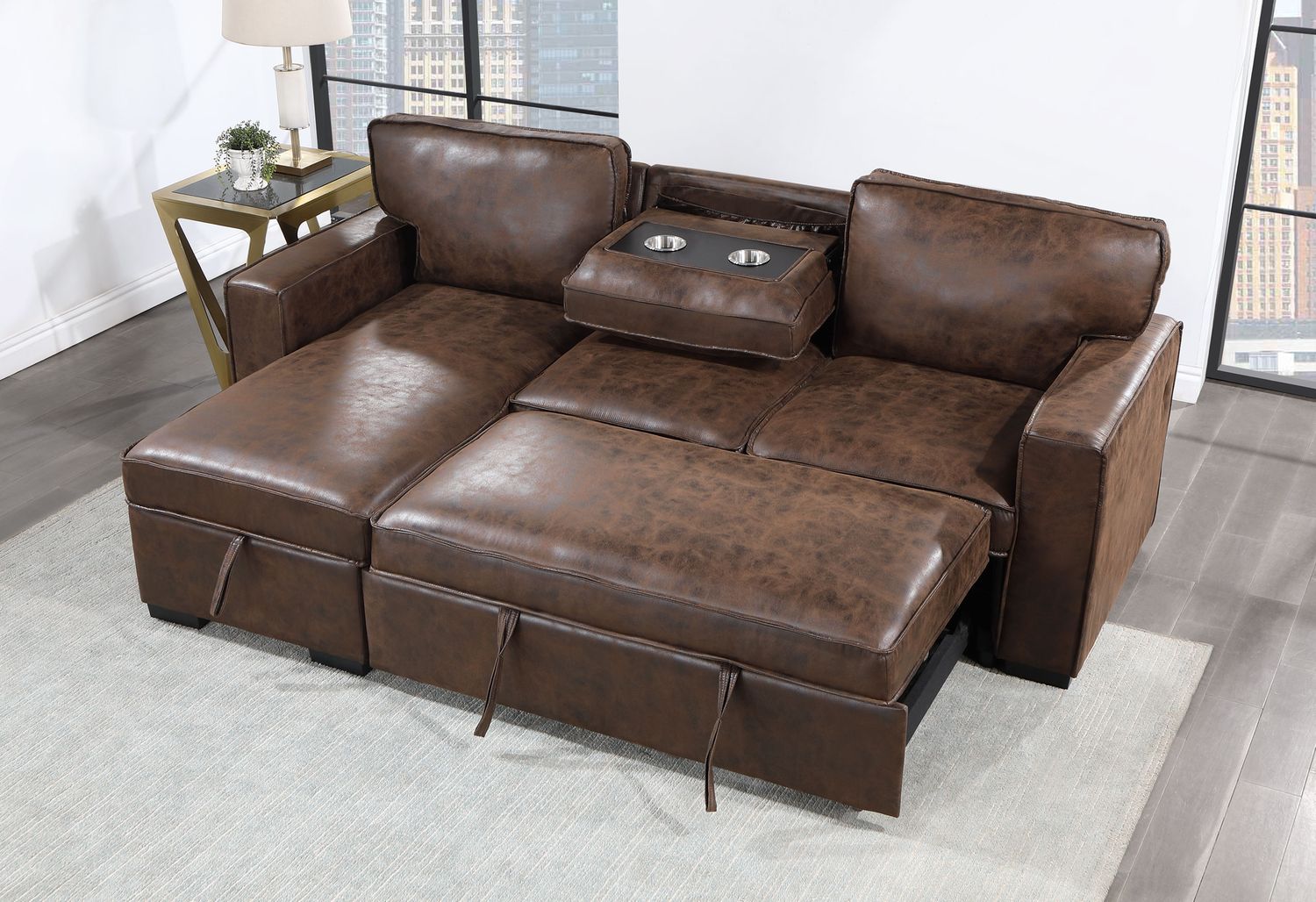 GF U0203 Coffee Pull Out Sofa Bed