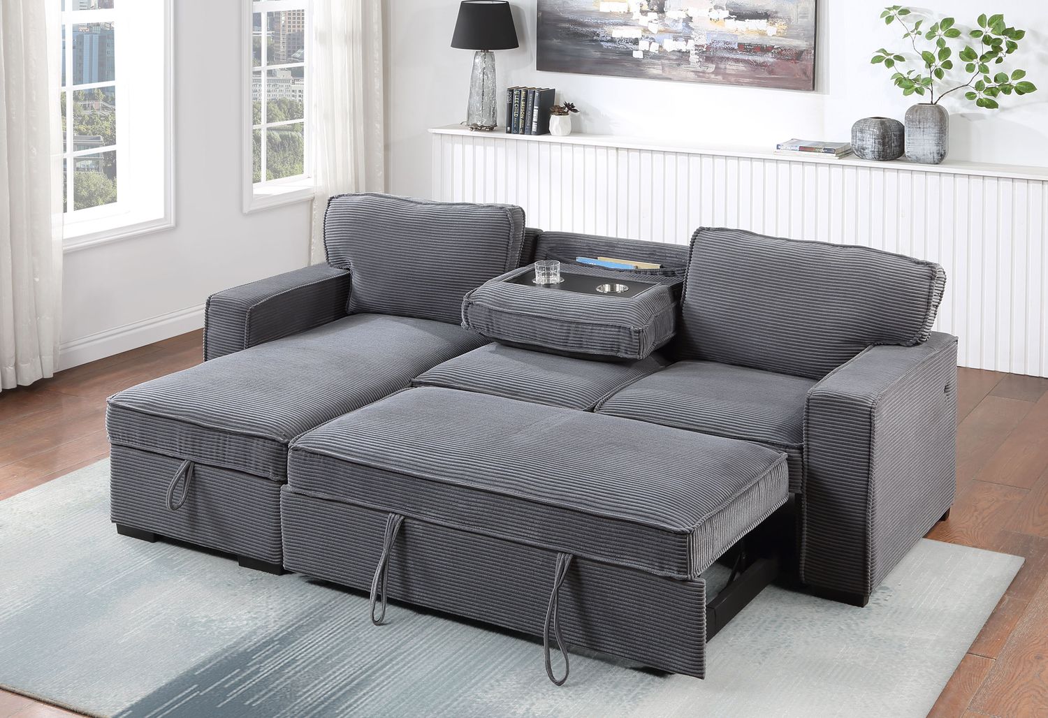 GF U0203 Light Gray Pull Out Sofa Bed