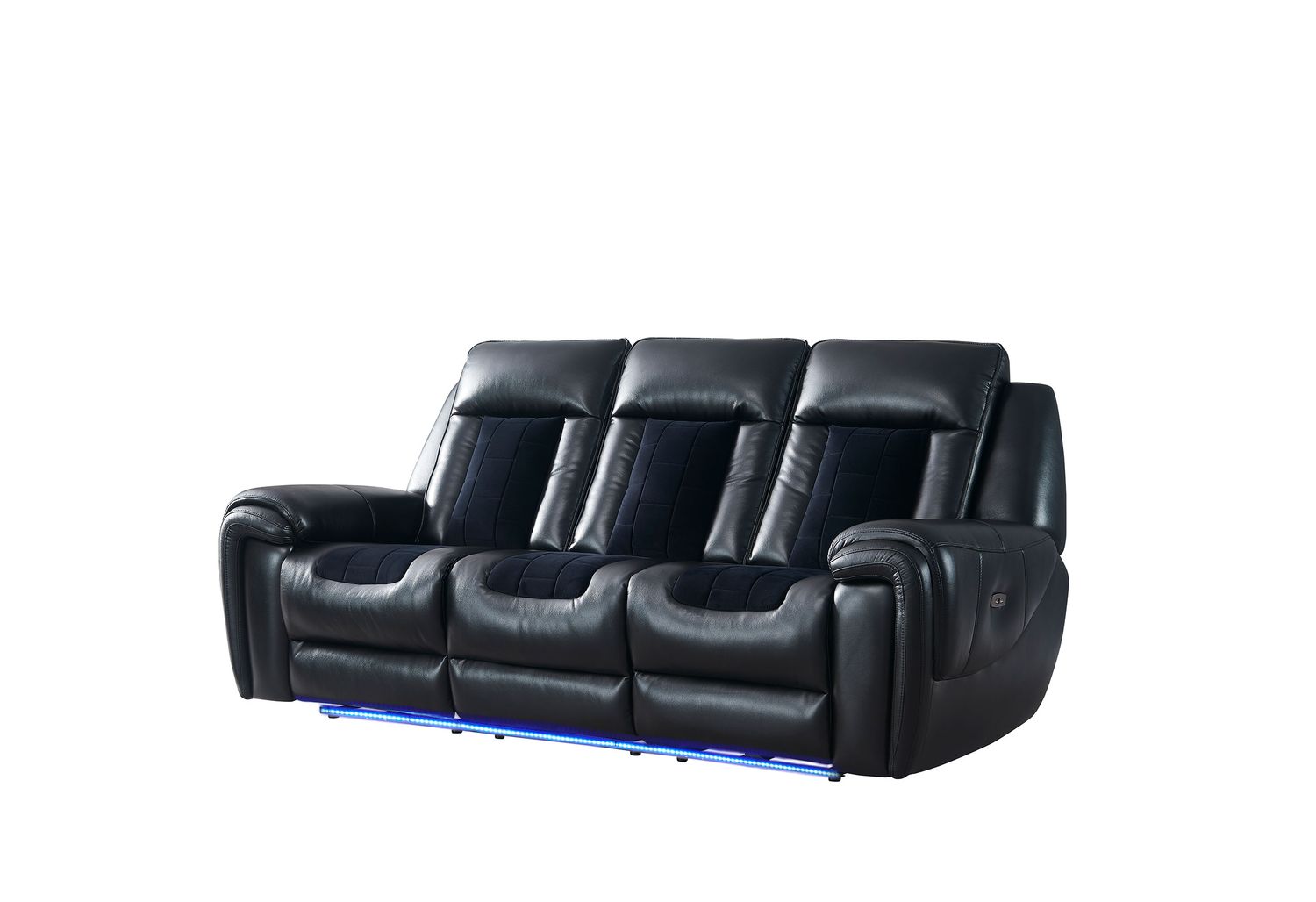 GF - U0700 w/ Led U0700 Blanche Black Velvet Power Reclining Sofa/ Power Console Reclining Love Seat w/Led