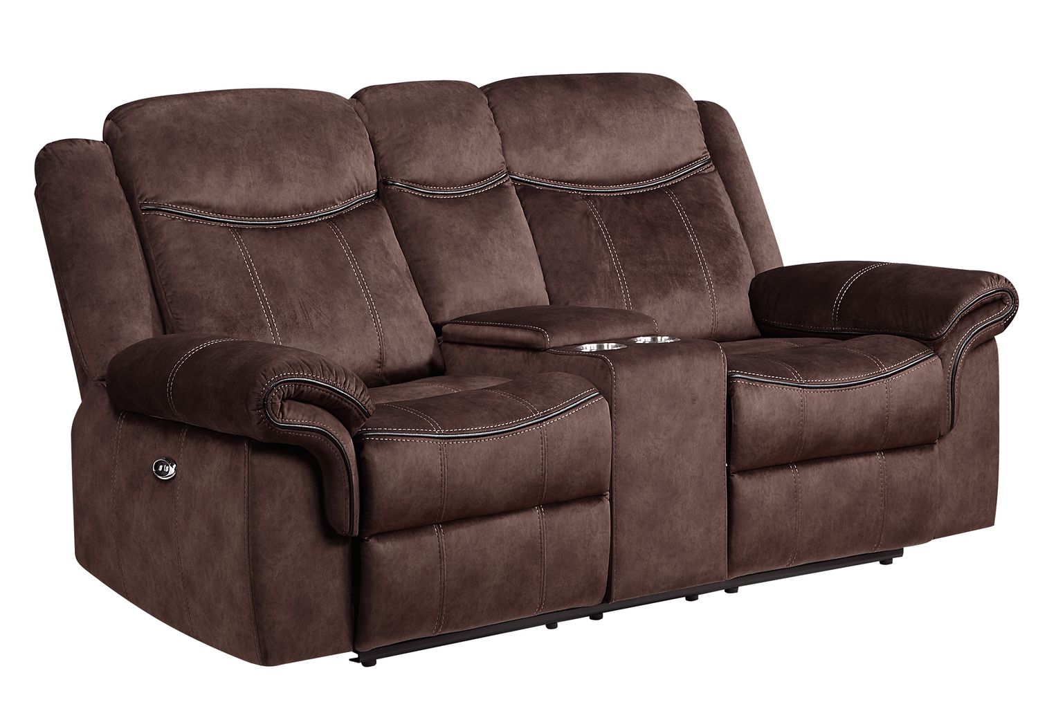 GF U2200 Coffee Power Console Reclining Loveseat With Power Switch