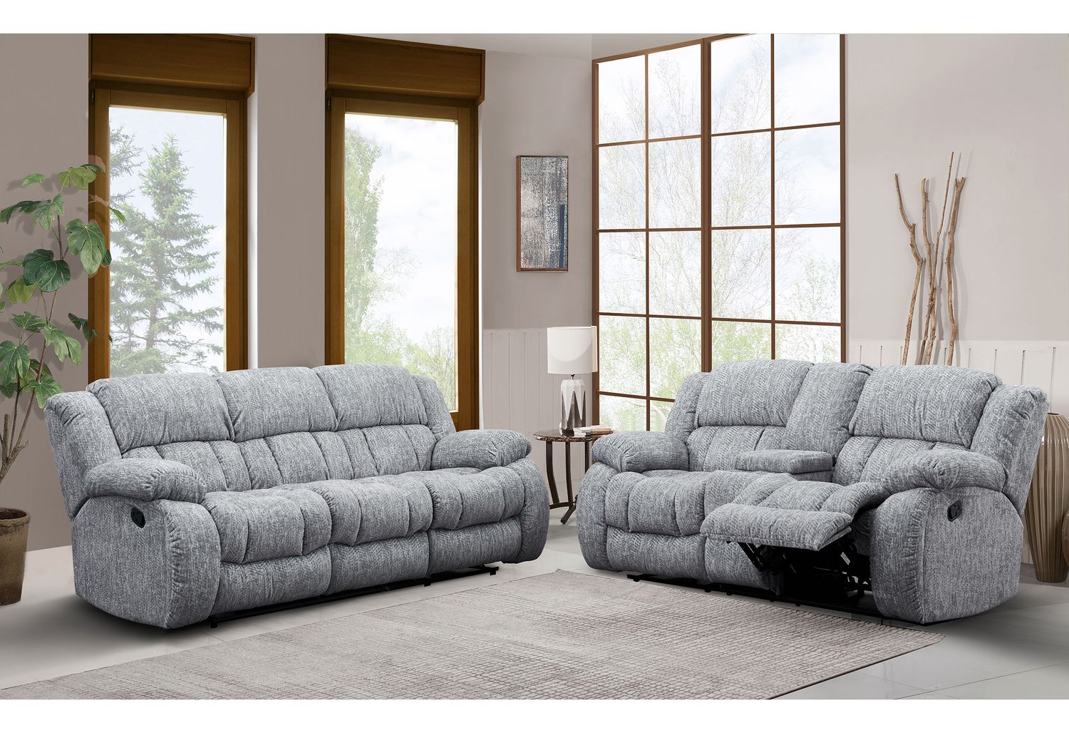 GF U250 Gray Console Reclining Loveseat