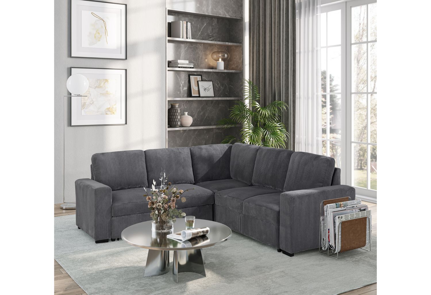 GF U2660 Sectional Without Chaise and With Pull Out Sofa Bed