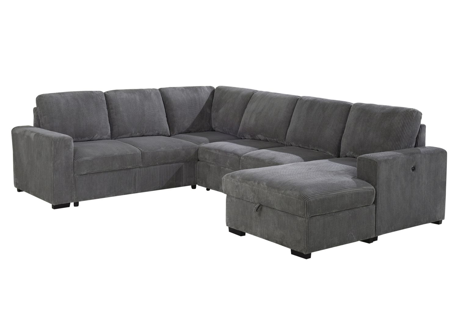 GF - U2660 Gray Sectional With Pull Out Sofa Bed