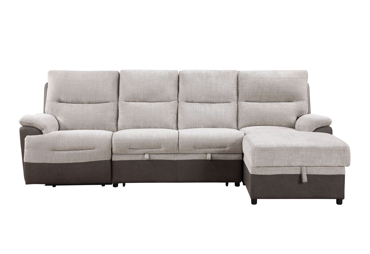 GF - U3822 Beige/Brown Sectional With Pull Out Bed and Usb