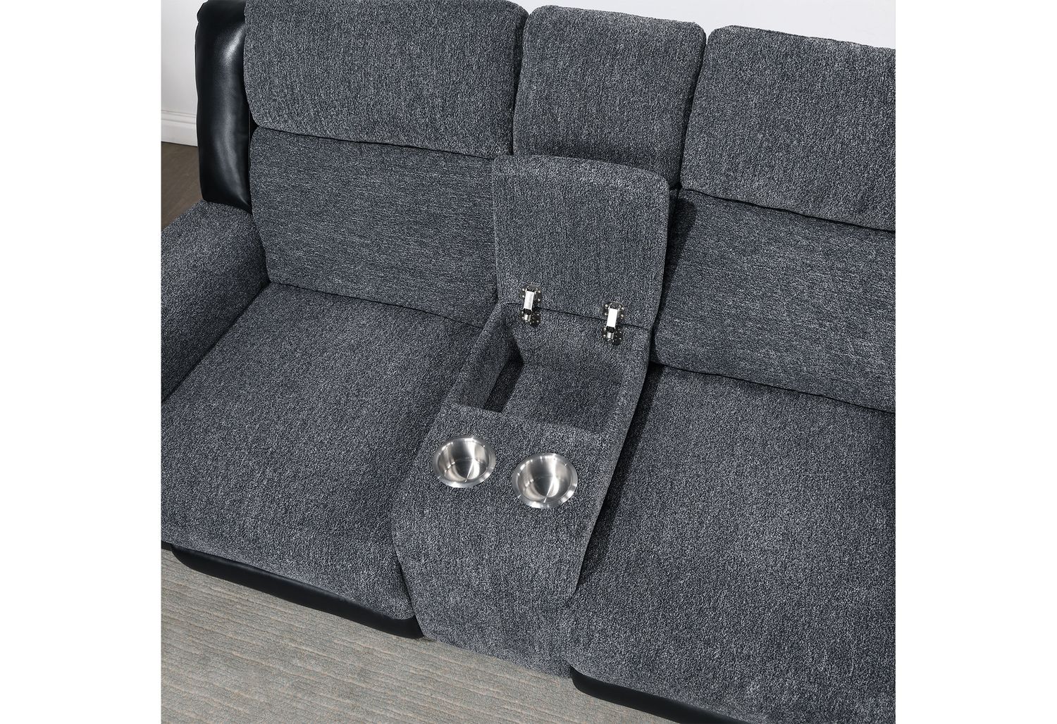 GF - U5914 Gray/Black Reclining Sofa/Console Reclining Loveseat