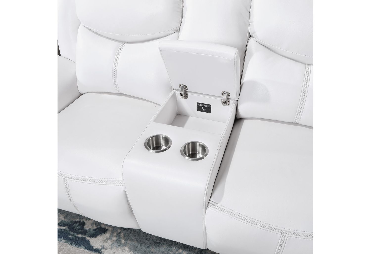 GF - U5987 White Power Console Reclining Loveseat