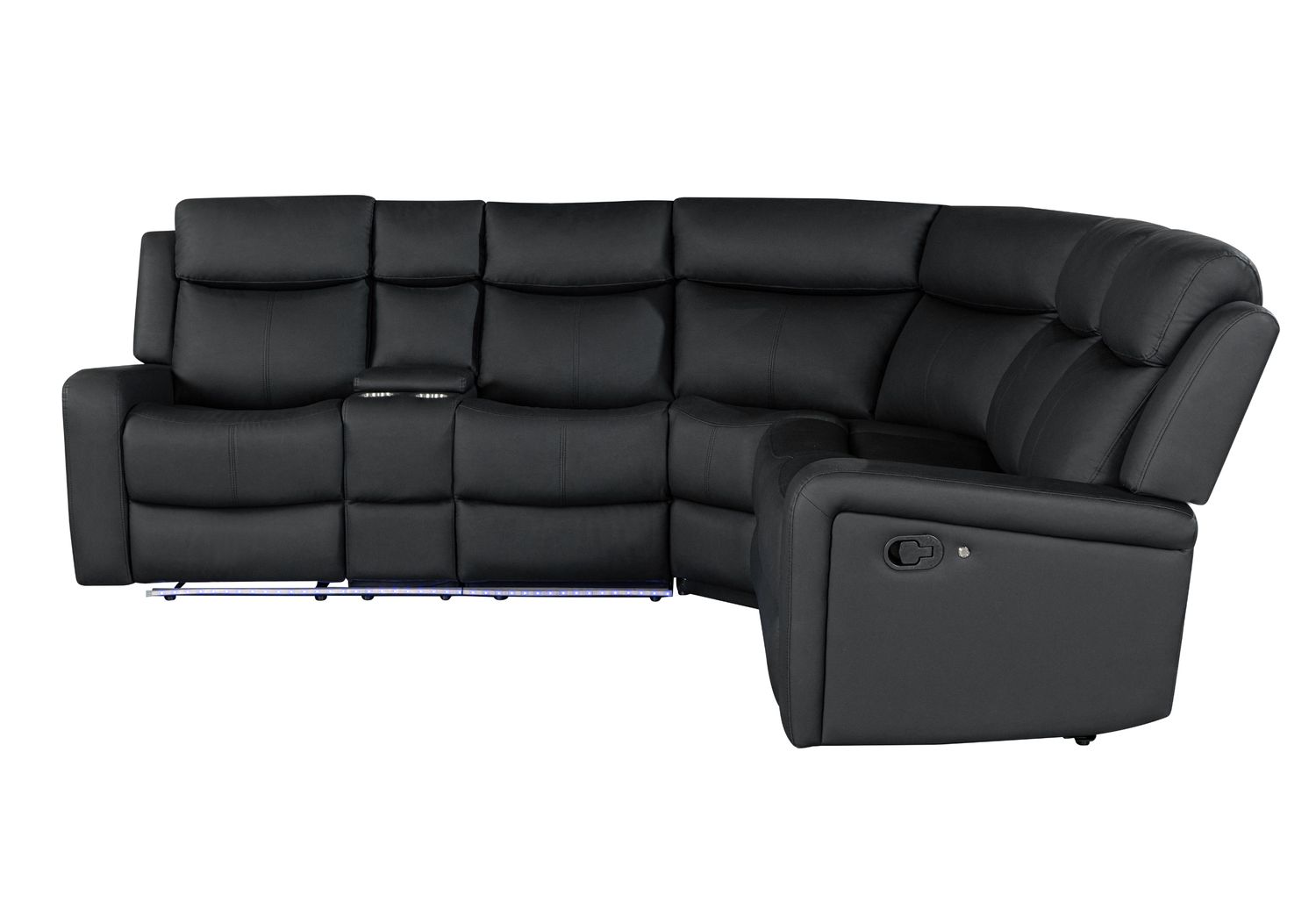 GF - U6024 LED Black PU Sectional Sectional With Led With 2 Recliners