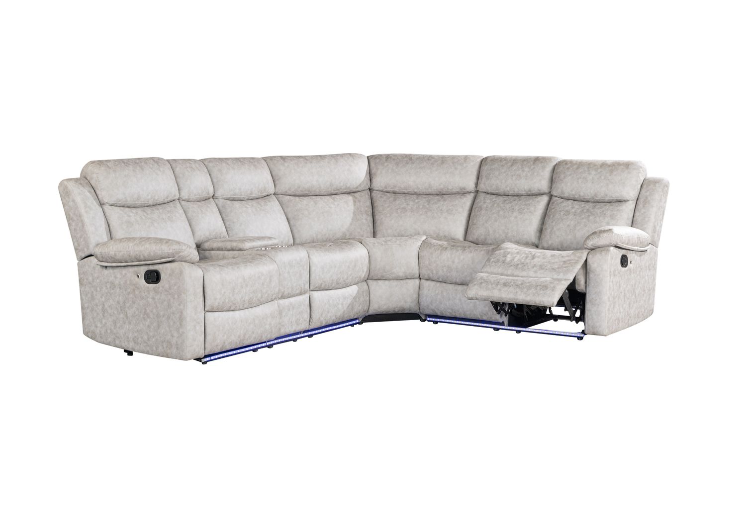 GF - U6026 LED Light Gray 9 Sectional Sectional With Led With 2 Recliners