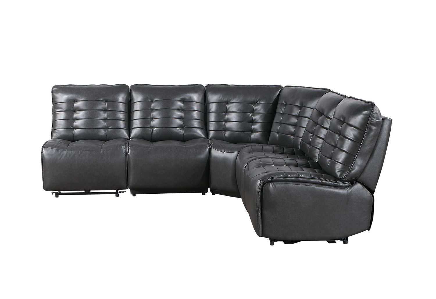 GF U6066 Blanche Charcoal Modular Sofa (Left Arm Facing Power Rec, Power Armless Rec, Right Arm Facing Power Rec) With Loveseat (Left Arm Facing Power Rec, Right Arm Facing Power Rec)