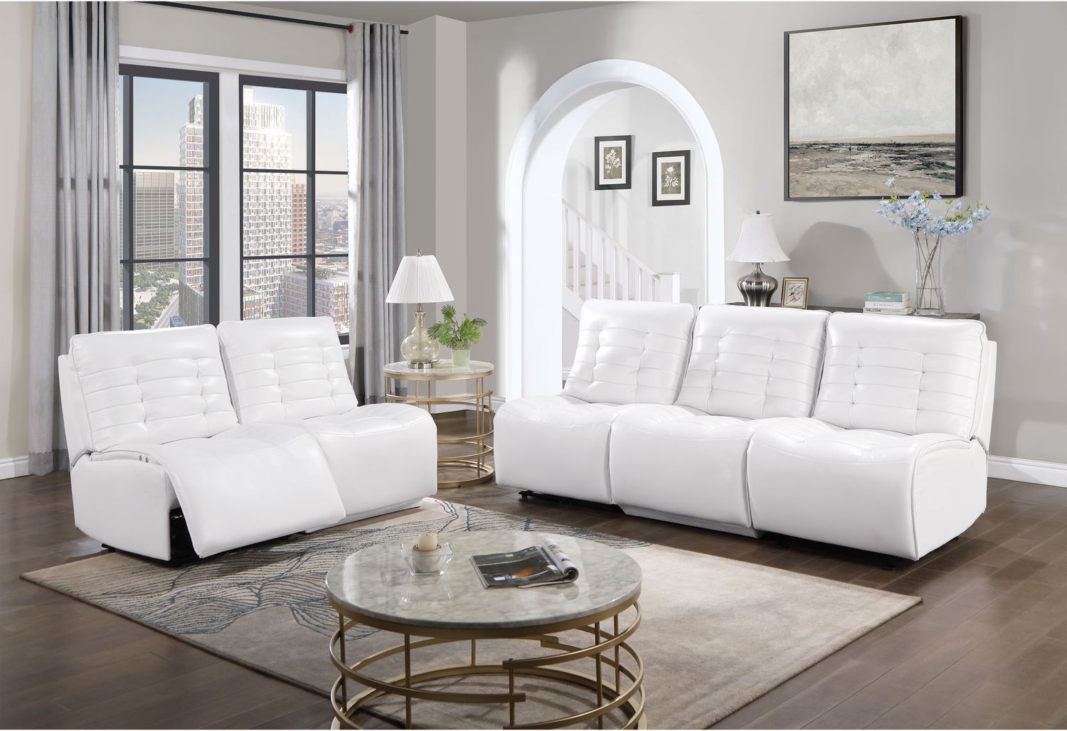 GF U6066 Blanche White Modular 3 Power Sectional Includes 3 Pwr Ar, 1 W, 1 Ch