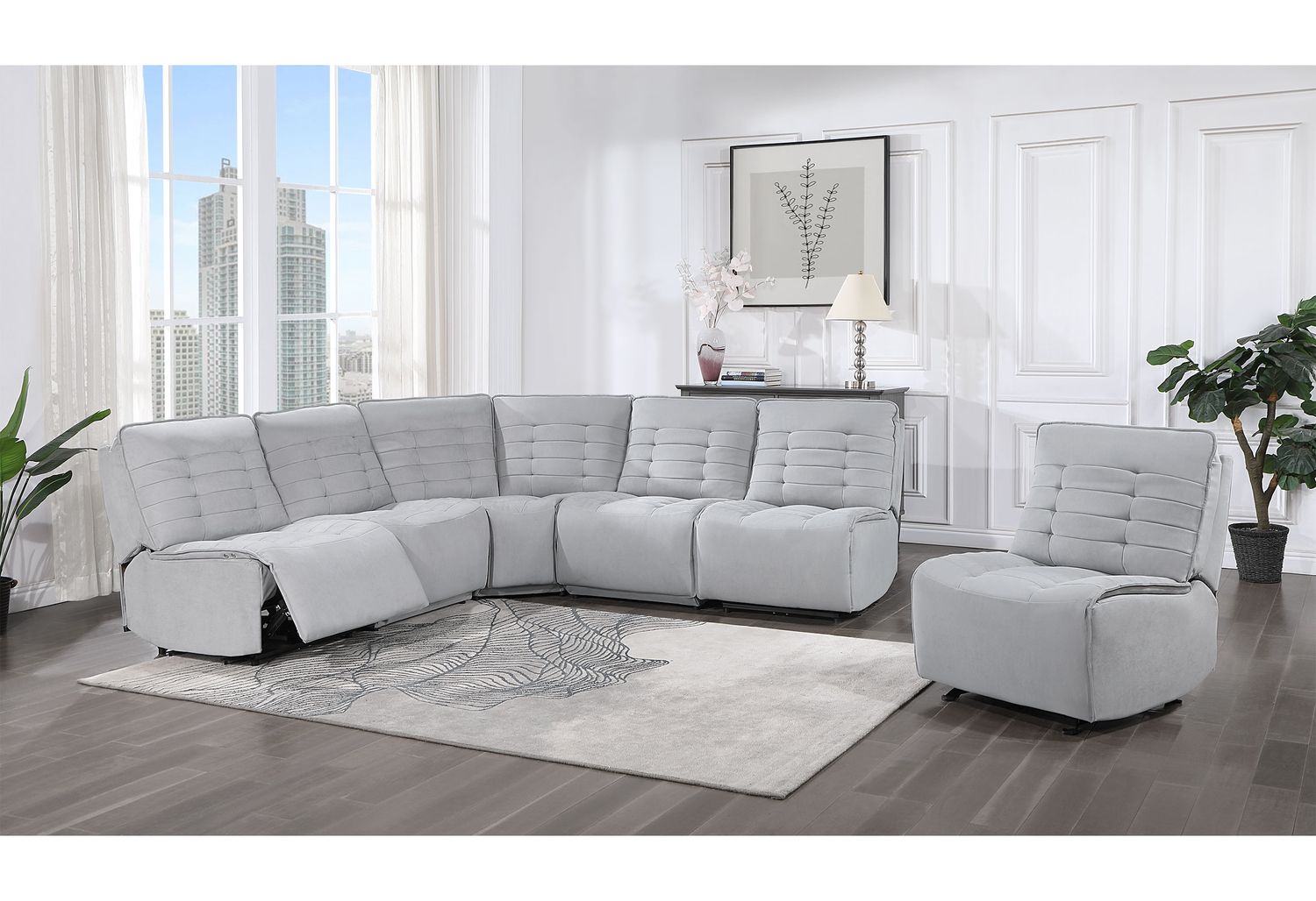 GF U6066 Gray Modular Armless Glider Chair (Can Only Be Placed On Ends Of Sectional Or As Stand Alone)