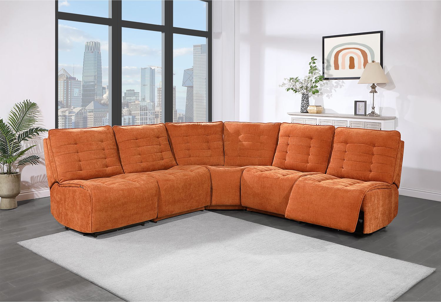 GF U6066 Rust Modular 3 Power Sectional Includes 3 Pwr Ar, 1 W, 1 Ch