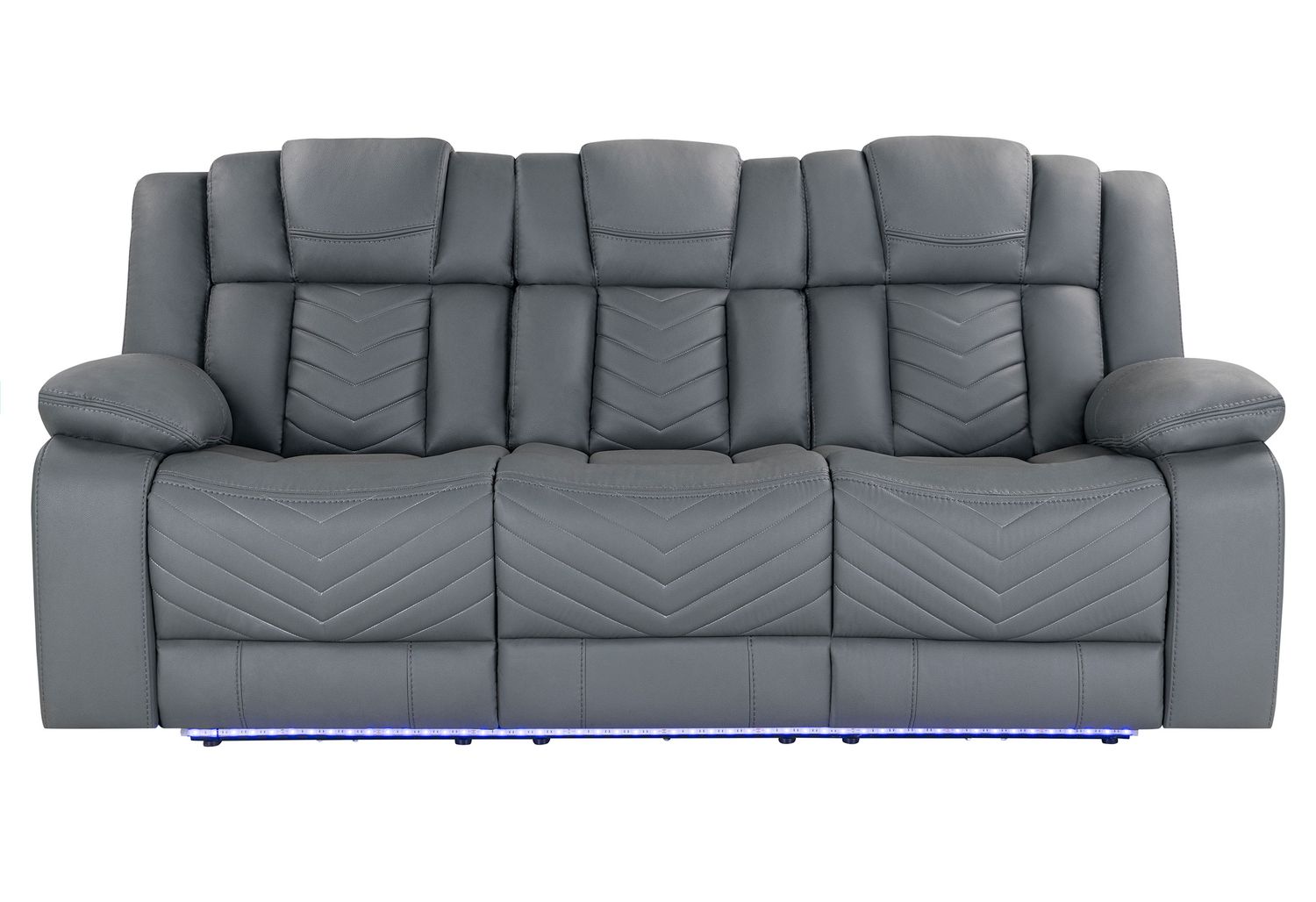 GF - U7068 Gray 10 Power Reclining Sofa/Power Console Reclining Love Seat/Power Recliner With Led