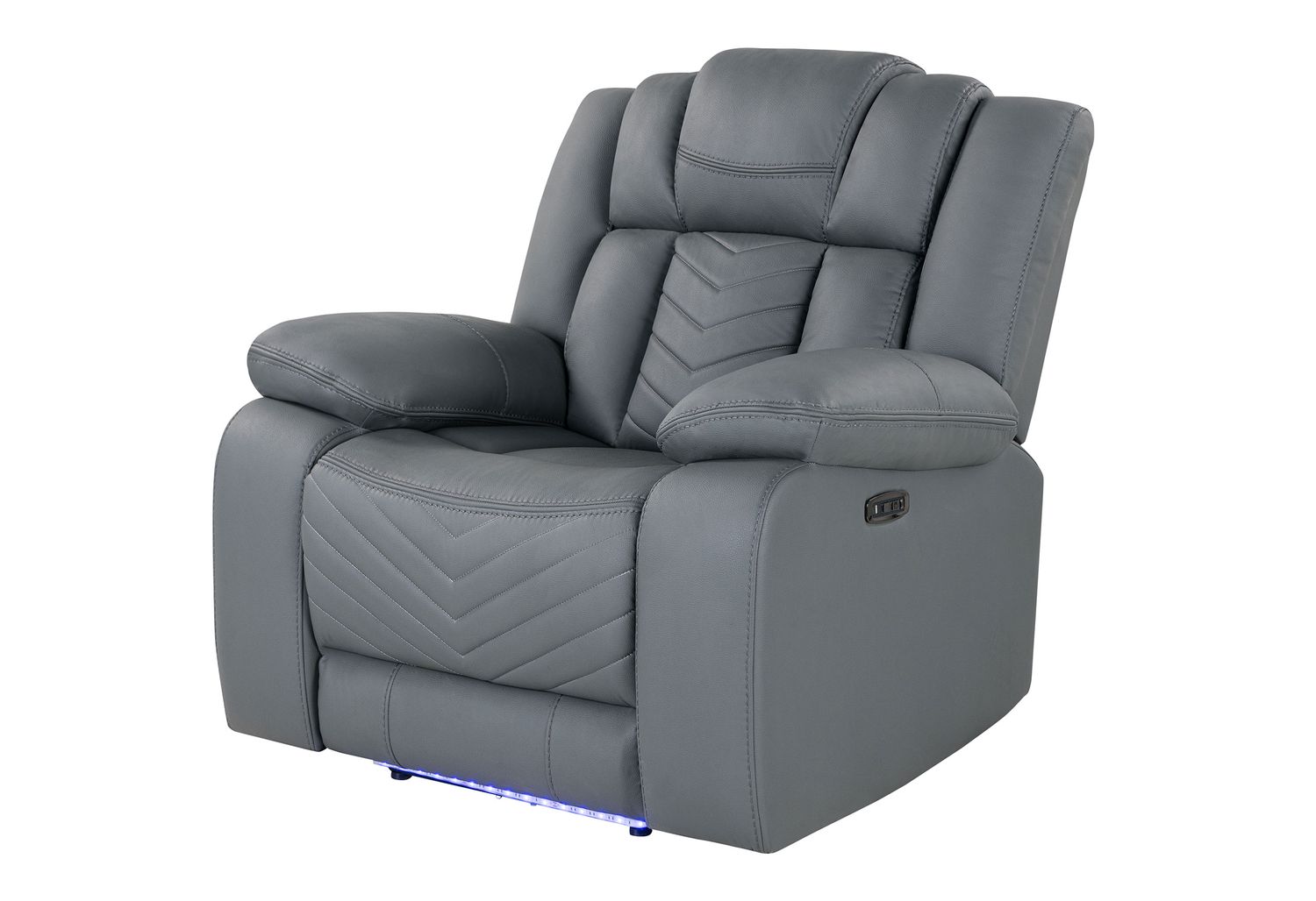 GF - U7068 Gray 10 Power Reclining Sofa/Power Console Reclining Love Seat With Led