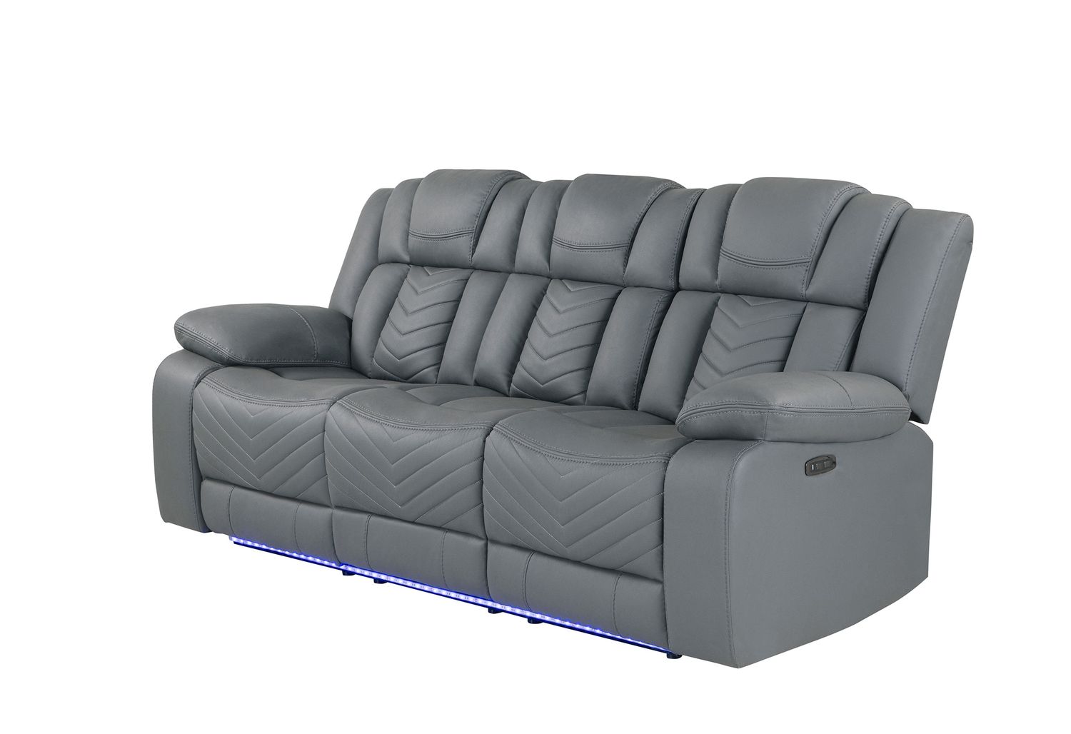 GF - U7068 Gray 10 Power Reclining Sofa With Drop Down Table, Wireless Charger, Led and Usb