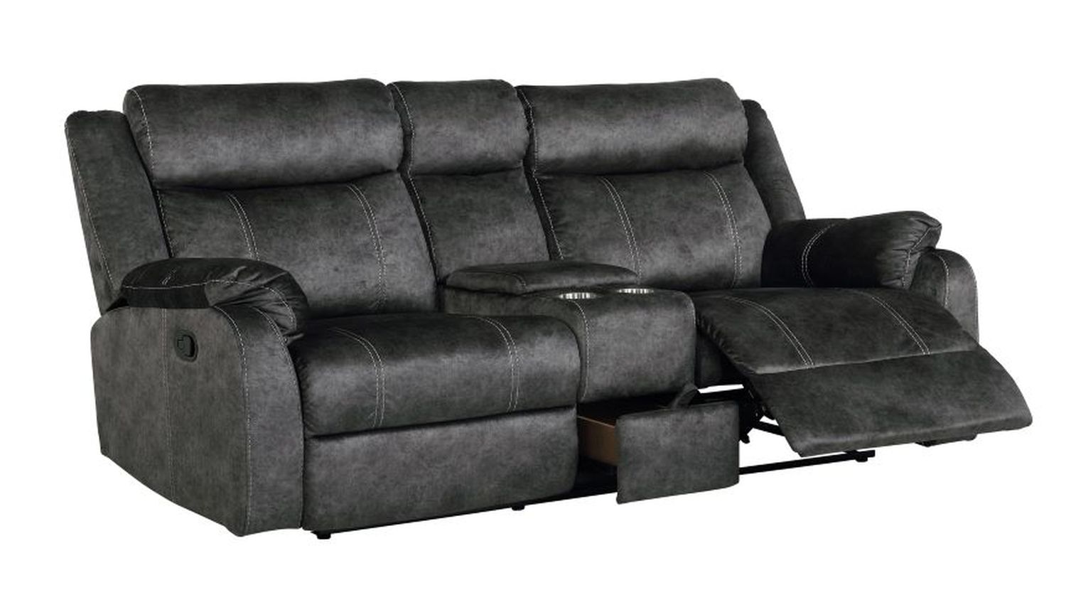 GF U7303 Granite Console Reclining Loveseat With Storage Drawer