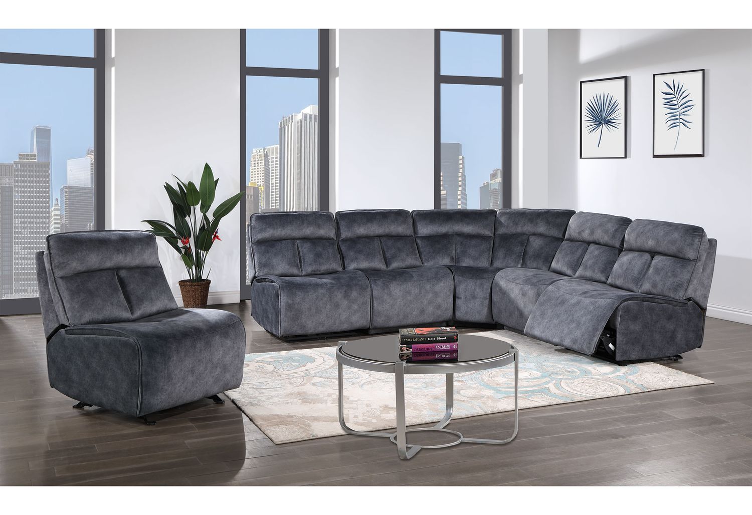 GF U8088 Domino Granite Modular Armless Glider Chair (Can Only Be Placed On Ends Of Sectional Or As Stand Alone)