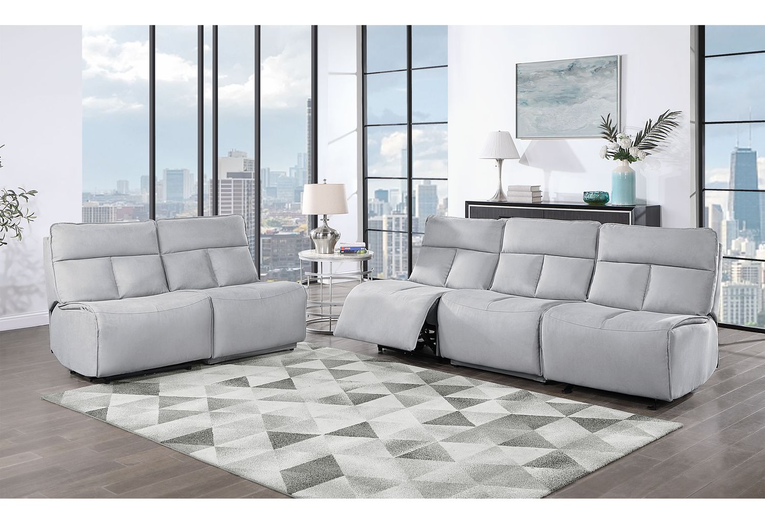 GF U8088 Gray Modular 3 Power Sofa Includes 3 Pwr Ar