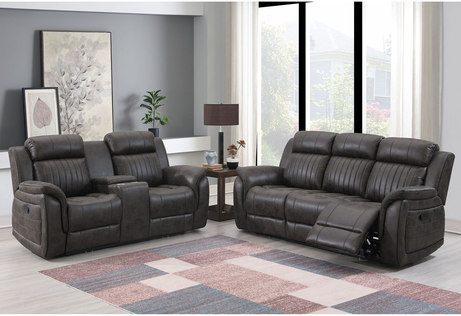 GF - U8517 Gray Console Reclining Loveseat