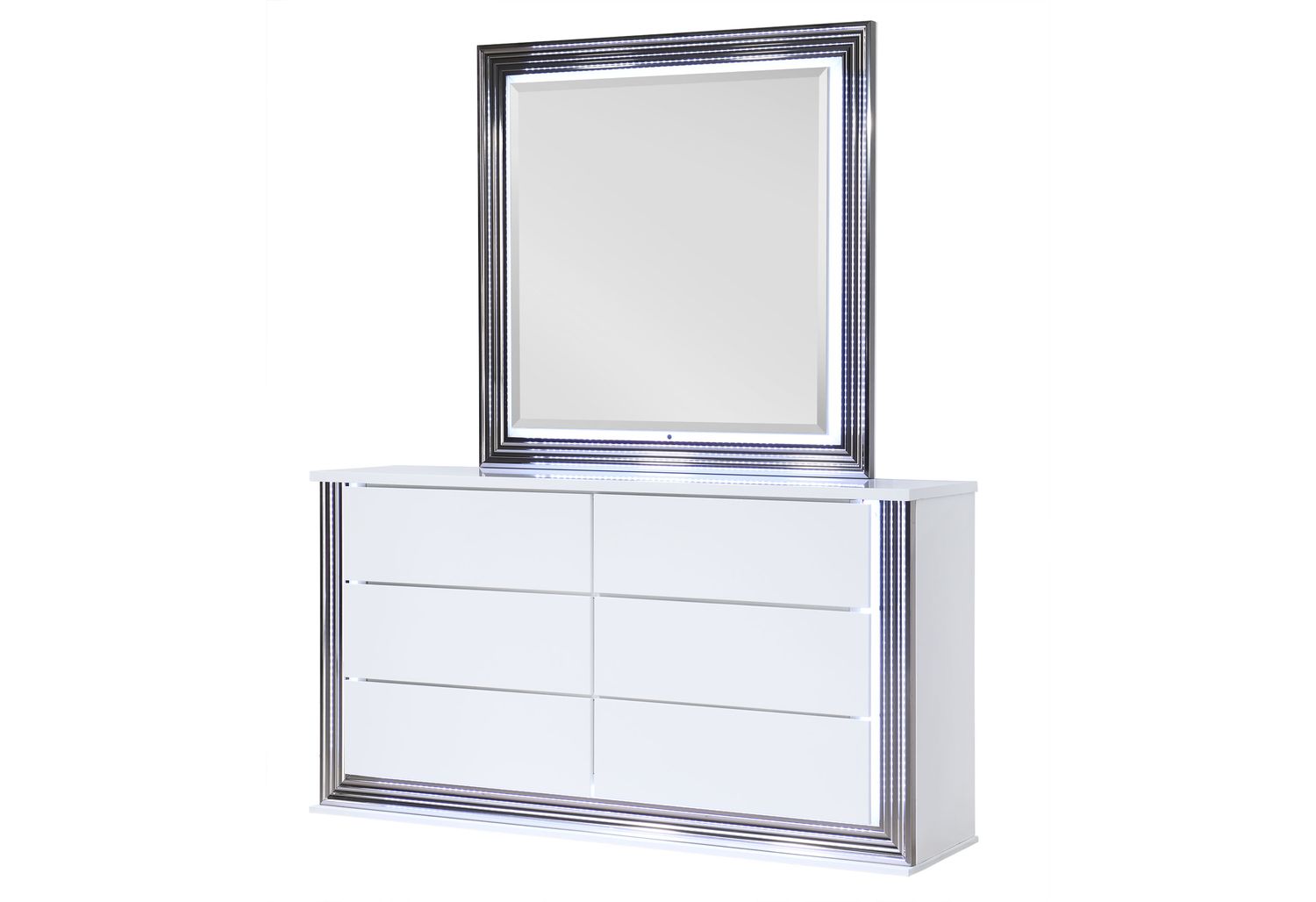 GF Ylime Smooth White Dresser With Led