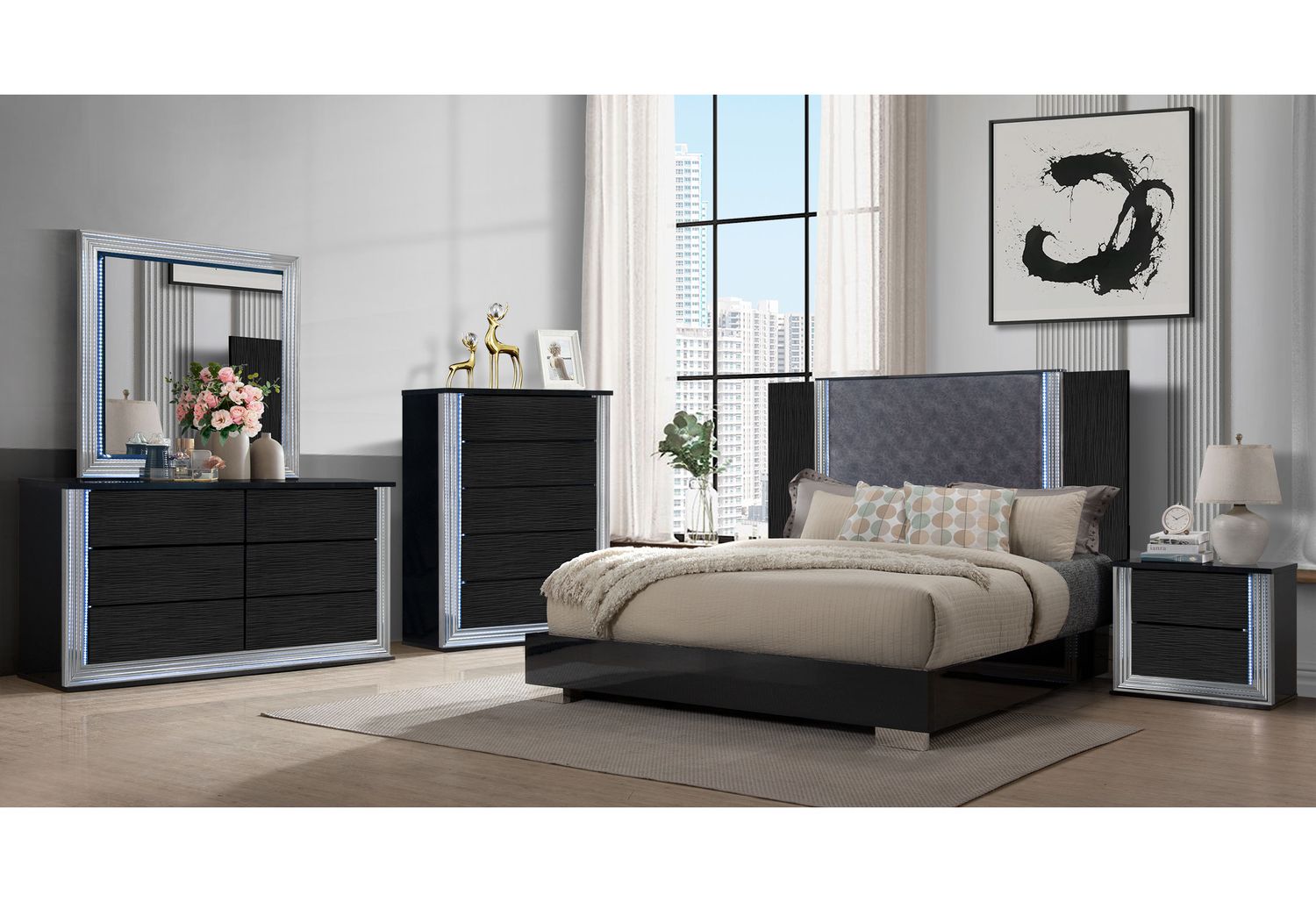 GF Ylime Wavy Bed Group With Vanity Set