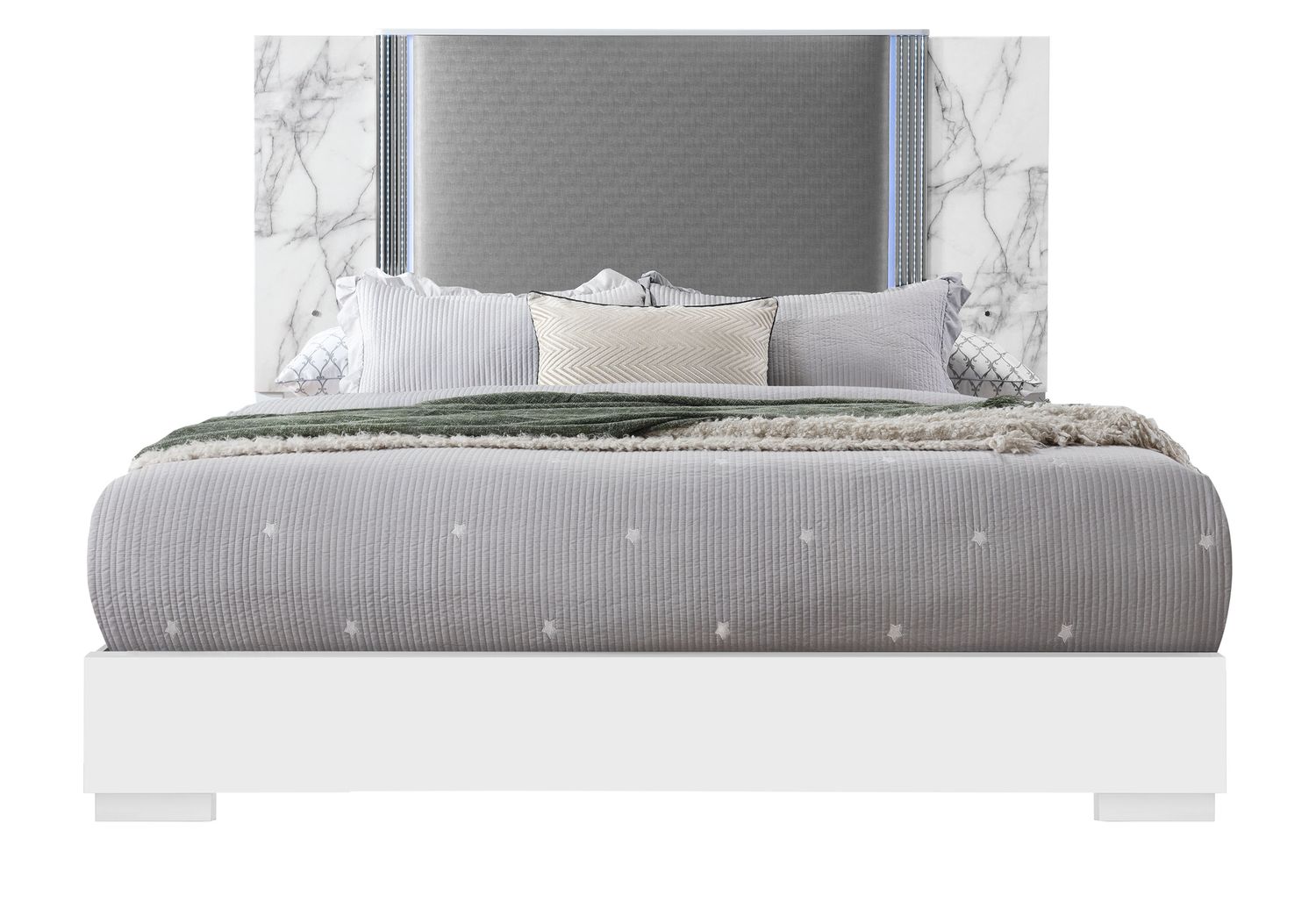 GF Ylime White Marble Bed Group