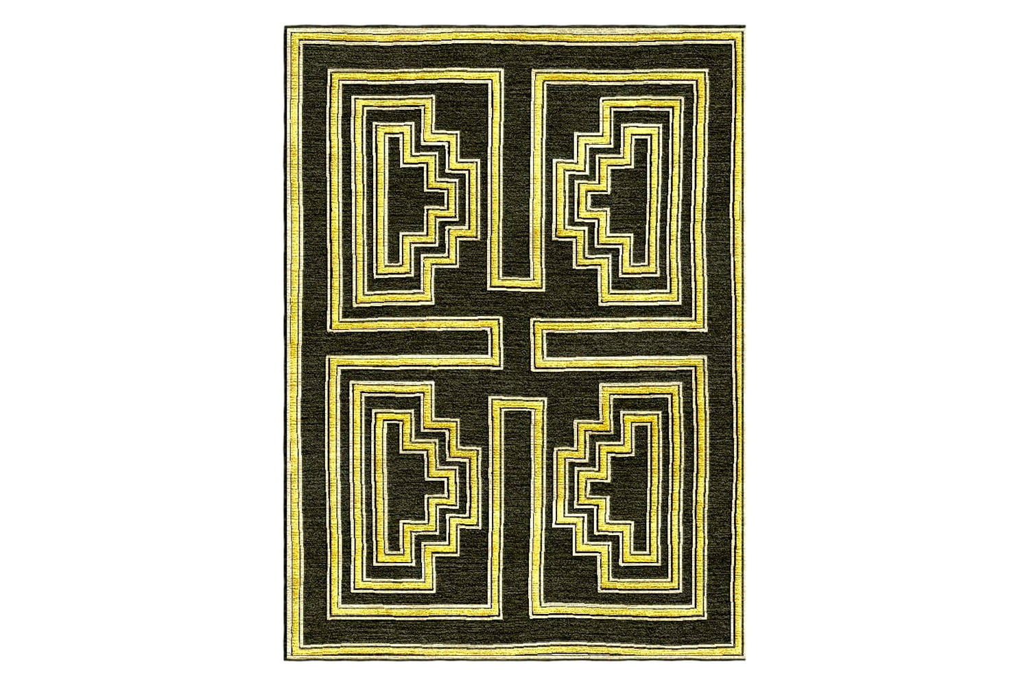 Gordian Rugs - Labyrinth Modern Rug Black/Yellow 2