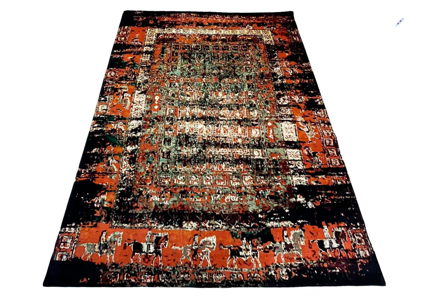 Gordian Rugs Pazyryk Modern Rug 1 - Red/Black/Green/Beige, 4" x 6"