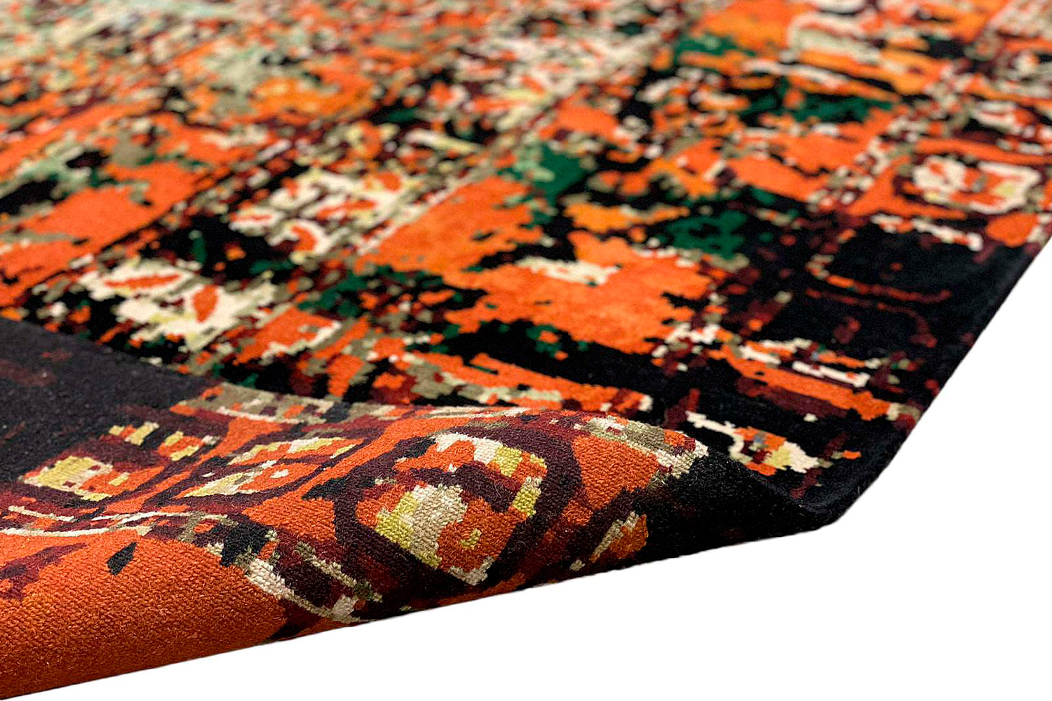 Gordian Rugs™ Pazyryk Modern Rug 1 - Red/Black/Green/Beige, 6" x 9"