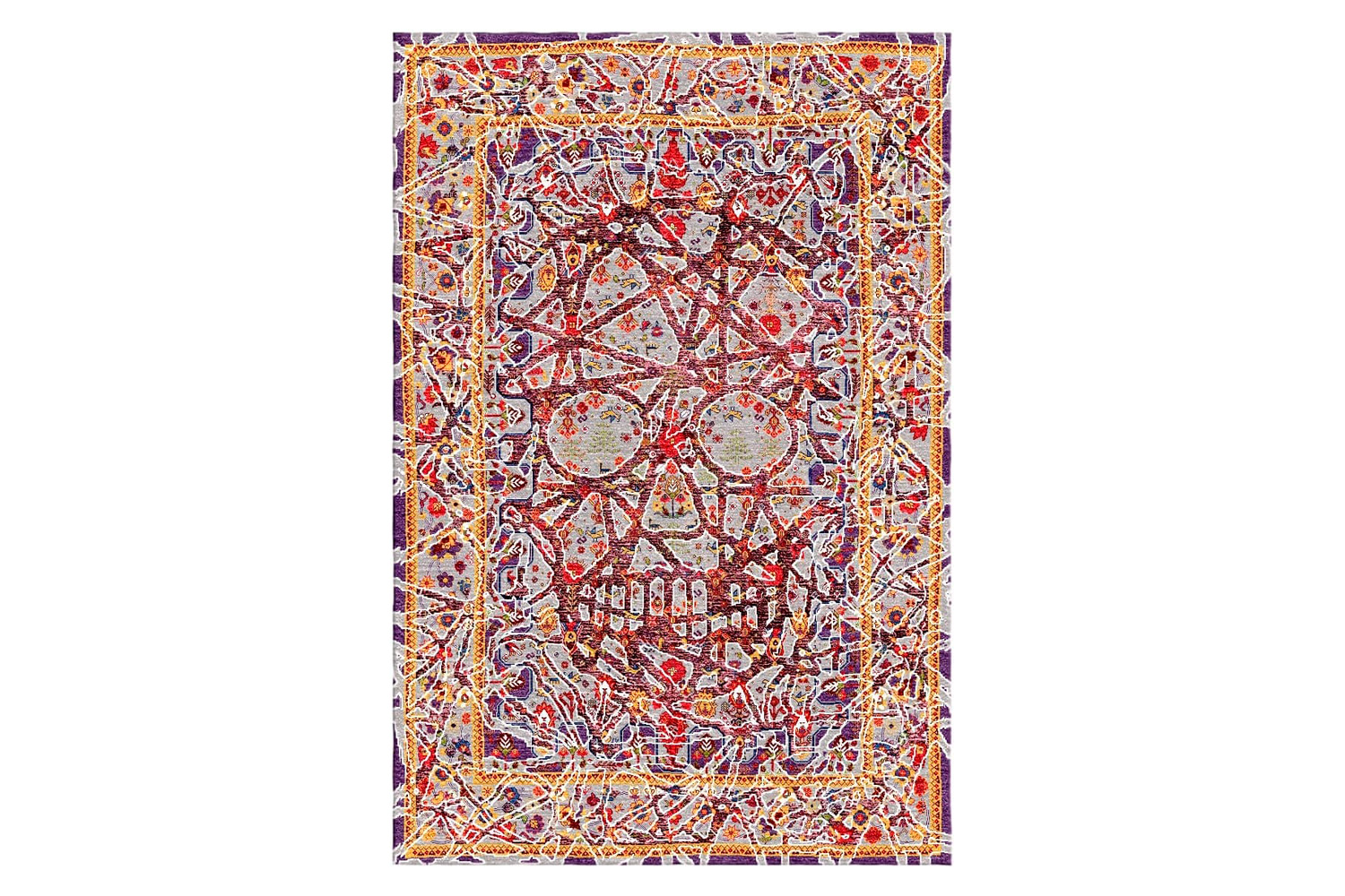 Gordian Rugs - Modern Persian Skull Rug Red