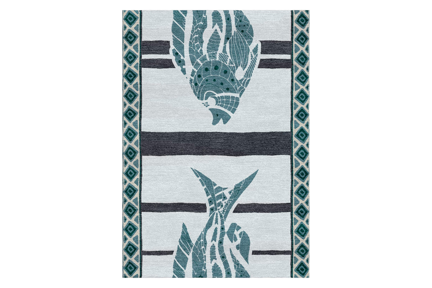 Gordian Rugs - Fish Wool Rug Gray